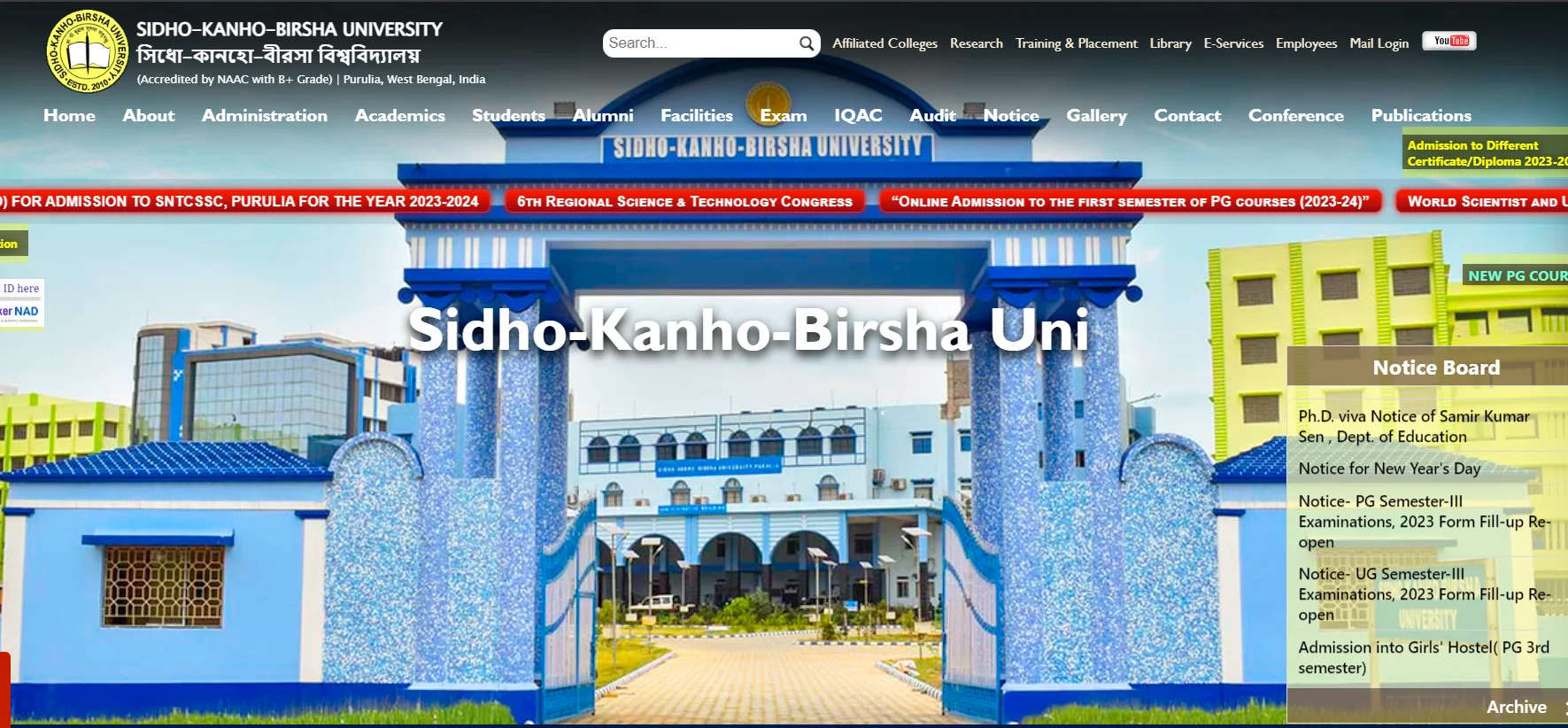 Sidho-Kanho-Birsha University Ph.D Admission 2024