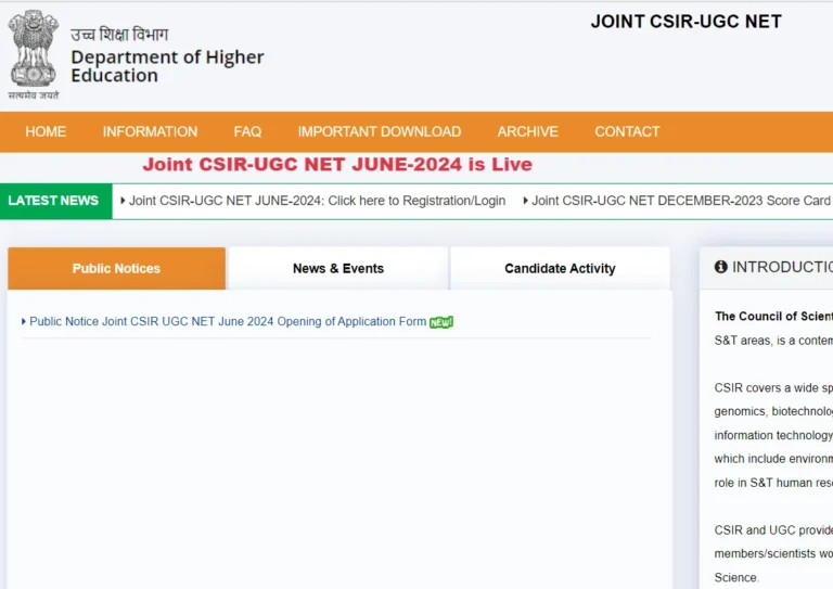 Joint CSIR UGC NET June 2024 Application Form