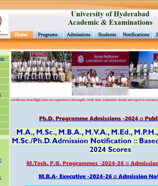 University of Hyderabad Admission 2024 PhD Programme